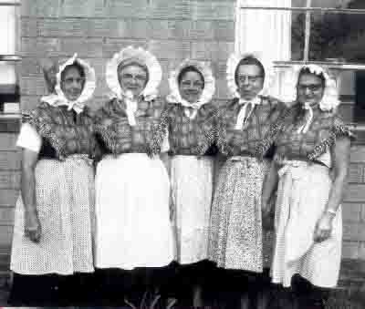 Texas Wendish Cultural Club members (from left) Freida Wendland, Laura Zoch, Lillie Moerbe Caldwell, Emma Wuensche, and Gertrude Mitschke, 1971.